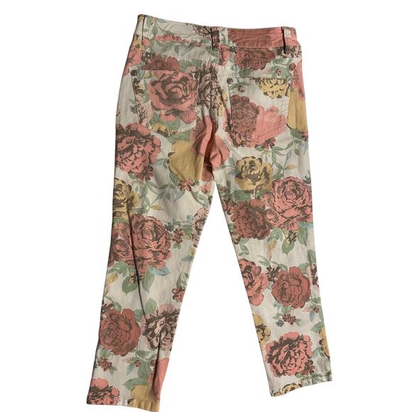Nine West BOHO Jeans Vintage America Collection Floral Stretch Cuffed Denim 27/4 - Picture 2 of 6